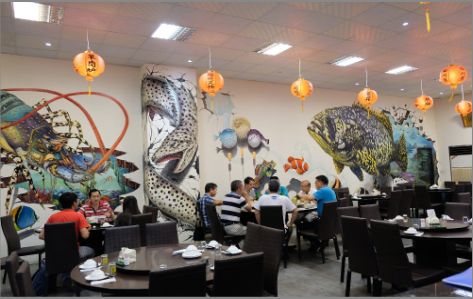 苍梧海鲜餐厅墙体彩绘